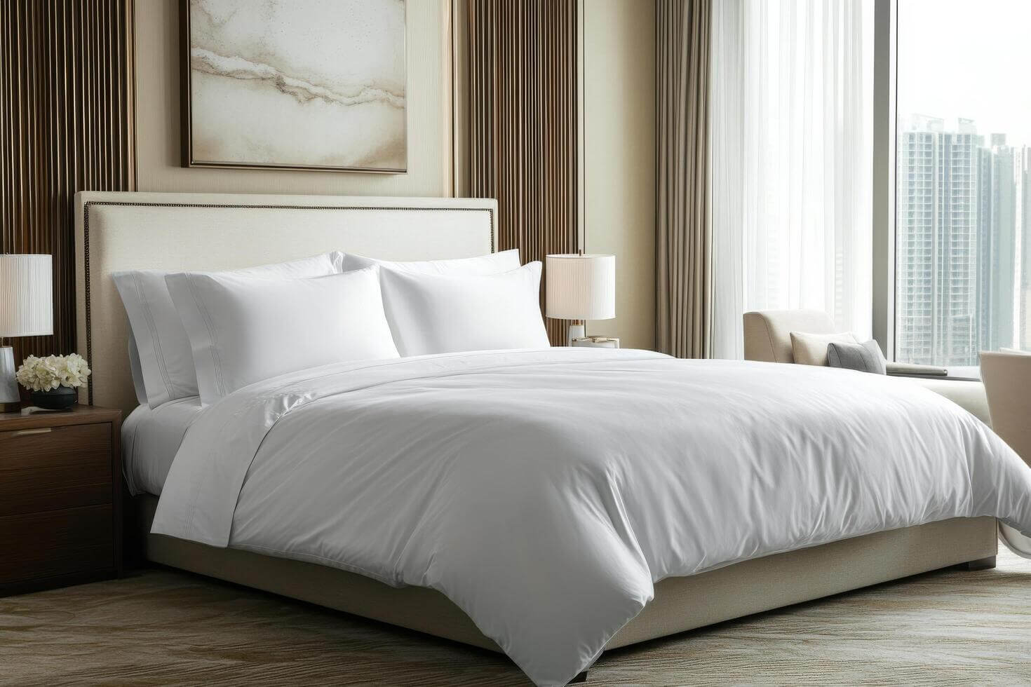 white bed sheet