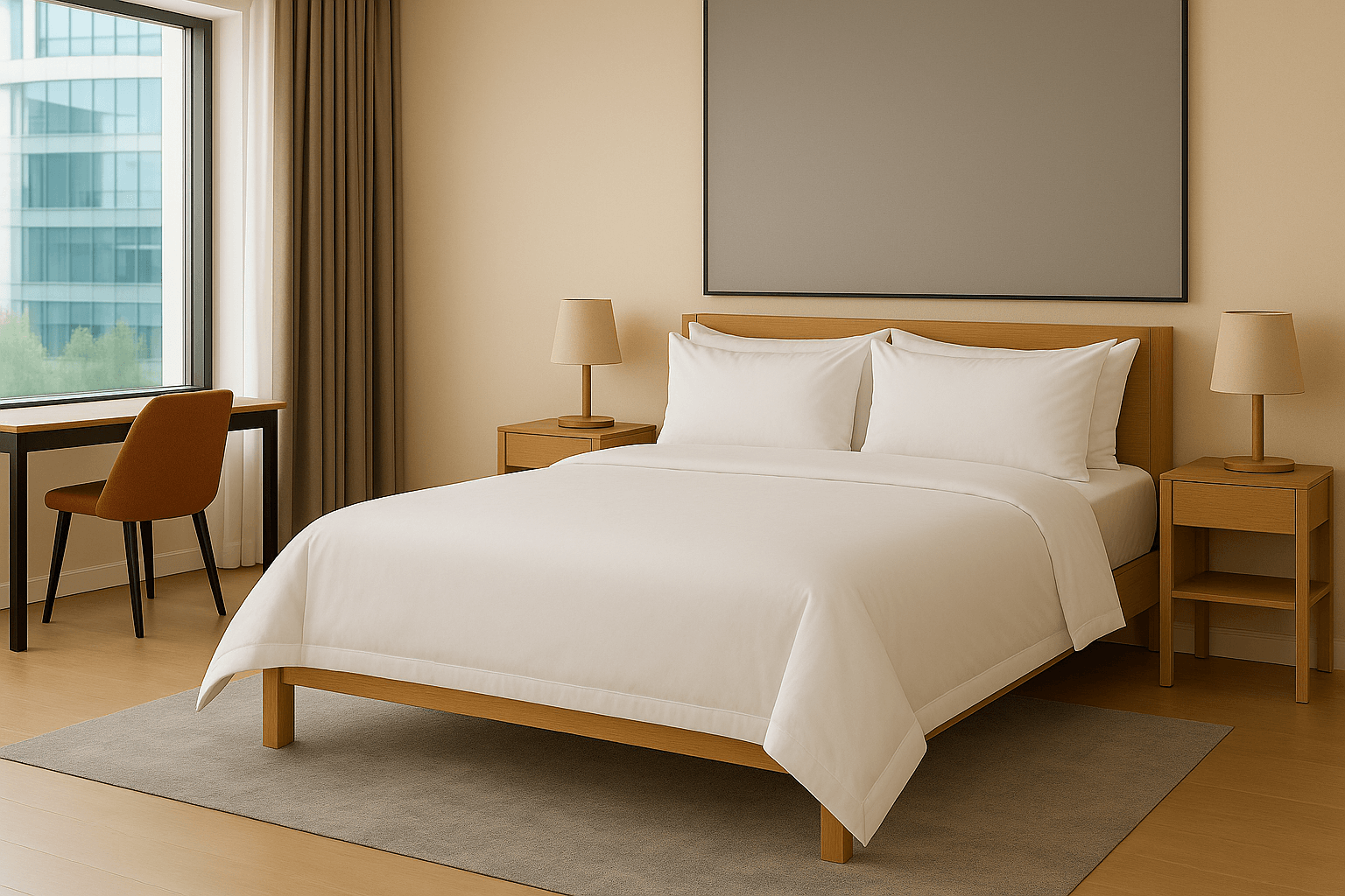white bed sheet hotel
